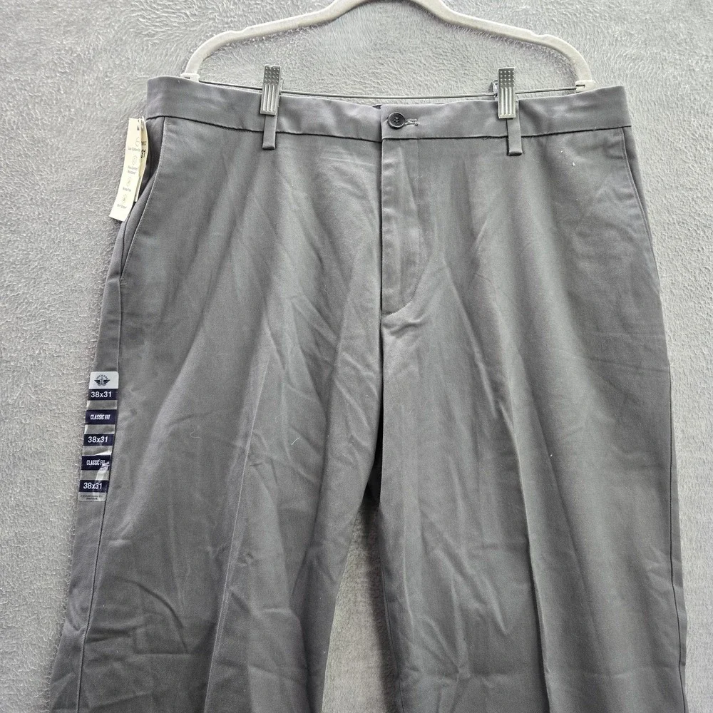 Dockers Men Pants 38X31 Gray Khakis Twill Button 31
